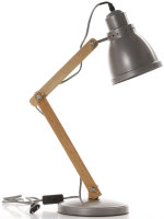 GRUNDIG Design-Tischlampe silber | Echtholzarm...