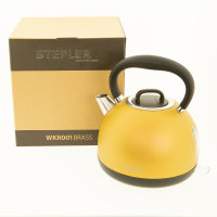 STEPLER Wasserkocher Retro-Design | Tee- und Fl&ouml;tenkessel | &Uuml;berhitzungsschutz | Rostfreier Edelstahl (BRASS)